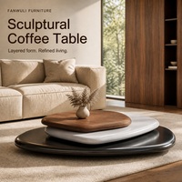 Table basse artisanale italienne moderne minimaliste en bois massif irrégulier, ensemble de meubles de designer rotatifs pour salon et maison