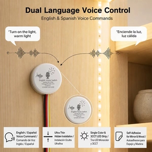 Interrupteur à capteur de gradation intelligent à commande vocale anglaise DC12V 5A pour éclairage LED, meubles, armoire - Product Image 3