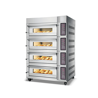 Oven Roti Komersial 300 ° C Max - Oven Dek 4 Rak dengan Kontrol Suhu Independen untuk Pemanasan Listrik & Gas untuk Roti
