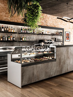 Comptoir de bar à thé moderne pour boutique de bubble tea, présentoir en pierre, comptoir de bar à desserts, mobilier de boulangerie en bois, design intérieur de café