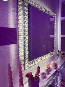 Espejo de Pie con Luz LED de Diamantes Triturados, Espejo Creativo Cuadrado para Tocador, Espejo de Cristal con LED, Venta al por Mayor de Fábrica - Product Image 3