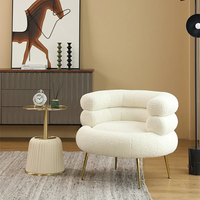 Chaises longues de lecture confortables pour salon chambre chaise d'appoint moderne fauteuil en velours Teddy doux avec pieds en métal doré