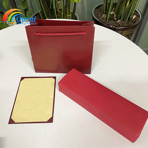 Red Brand Jewelry <b>Box</b> Complete Packaging Set With <b>Gift</b> Bag Certificate Custom <b>Bracelet</b> Necklace Long Chain <b>Gift</b> <b>Box</b> <b>For</b> Woman - Product Image 4