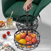 Corbeille à fruits en métal à 3 niveaux avec support pour bananes, support de rangement pour légumes sur comptoir pour cuisine et table à manger