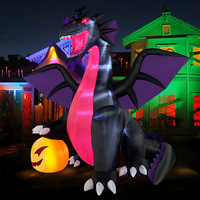 Décoration d'extérieur gonflable d'Halloween transfrontalière, motif dinosaure et citrouille, éclairée par LED, style américain, fabriquée en Chine pour les fêtes de jardin
