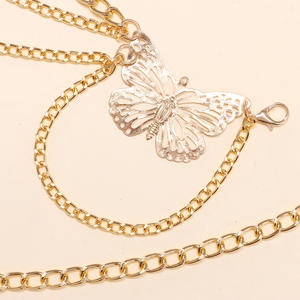 Cadena de cintura metálica a la moda con mariposa dorada, cadena corporal multicapa para mujer, para falda, uso diario, aleación de zinc - Product Image 3