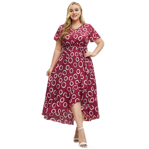 Abito Estivo da Donna Plus Size Personalizzato, Scollo a V, Maniche Corte, Fantasia a Pois, Ampia Gonna, <span class=keywords><strong>Taglie</strong></span> <span class=keywords><strong>Forti</strong></span> - Product Image 3
