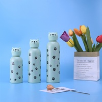 Bouteille isotherme de voyage en acier inoxydable avec motif animal mignon, anti-fuite, sans BPA, à large ouverture, avec poignée, pour enfants, personnalisable avec logo OEM