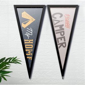 Wooden Triangular Flag <b>Frame</b> Wall <b>Mounted</b> Custom Shape Digital Printing Full Color Display Rack For Home Decor - Product Image 1