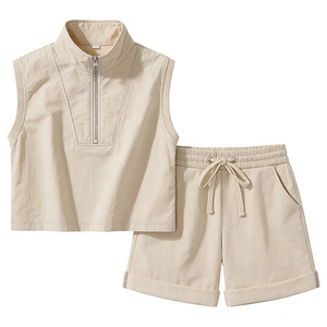 Nouveautés de l'été : Costume pour garçons personnalisé en couleur/motif, avec short <span class=keywords><strong>sans</strong></span> manches et fermeture éclair, pour tenue d'enfant - Product Image 1