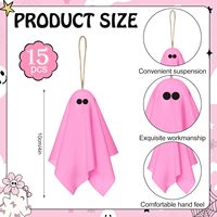 Set Hiasan Hantu dan Labu Gantung 16 Buah Warna Pink Putih untuk Dekorasi Pesta di Halaman