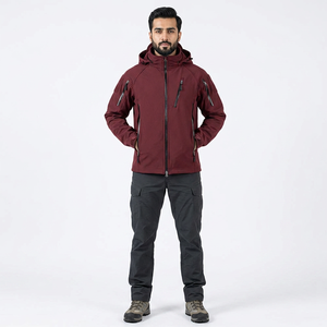 Veste Softshell d'hiver décontractée pour homme, polaire coupe-vent, col montant, capuche coupe-vent, tissu léger, fermeture éclair pour l'extérieur - Product Image 1