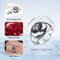 Bague vintage en argent sterling 925 Merryshine, réglable, avec zircone cubique rouge, motif oiseau phénix, bijoux pour femmes