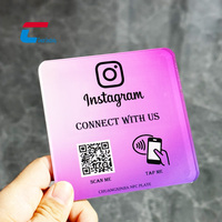 Autocollants personnalisés en acrylique 100mm compatibles NFC pour Google Reviews, carte de plaque signalétique QR Google NFC