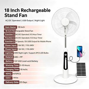 Ventilateur pliable populaire à LED avec panneau solaire pour la maison, rechargeable par énergie solaire, dans une boîte ondulée colorée - Product Image 1