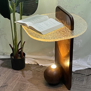 Lampe de sol en verre à effet d'ondulation avec table et table basse pour salon et chambre, lampe de rangement de style nordique américain, <span class=keywords><strong>Ambia</strong></span> - Product Image 4