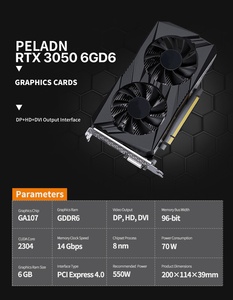 การ์ดจอ RTX 3050 สำหรับเล่นเกมส์อีสปอร์ต คอมพิวเตอร์ตั้งโต๊ะสำหรับร้านอินเทอร์เน็ตคาเฟ่ สำนักงาน  พร้อมพัดลมคู่ GS รุ่นใหม่ ระบบระบายความร้อนแบบคู่  หน่วยความจำ 96 บิต 6GB GDDR6 คุณภาพสูง - Product Image 6