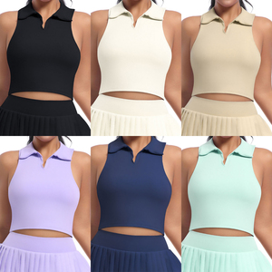 Débardeur Polo <span class=keywords><strong>Sans</strong></span> Manches <span class=keywords><strong>Sans</strong></span> Coutures pour <span class=keywords><strong>Femme</strong></span> – Qualité Supérieure, Sexy, Respirant, Décontracté, Ajusté, Idéal Fitness et Yoga - Product Image 4