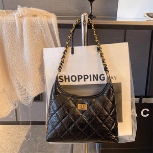 Sacs à main en cuir matelassé de luxe pour femmes, <span class=keywords><strong>sac</strong></span> à <span class=keywords><strong>bandoulière</strong></span> de créateur avec chaîne, <span class=keywords><strong>sac</strong></span> hobo vintage classique à motif losanges, <span class=keywords><strong>noir</strong></span> avec ferrures dorées - Product Image 5