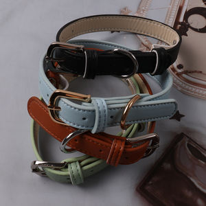Collar de perro de cuero DIY de fábrica Okeypets con hebilla ajustable de Metal Collar de cuero de vaca colorido personalizado para perros - Product Image 2