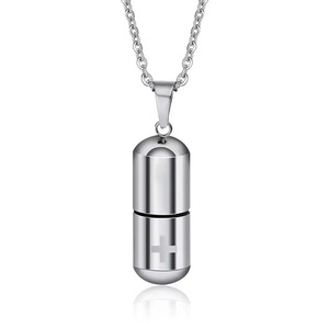 Altın kaplama Hip Hop kolye Unisex titanyum çelik kapsül hap açılabilir kolye kemik kül veya hediyelik parfüm kutusu aile kolye koymak - Product Image 4