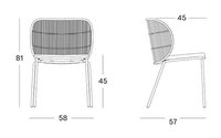 Ensemble de salle à manger moderne avec cadre en aluminium et corde à tisser chaises de jardin sans rouille avec ensemble de table