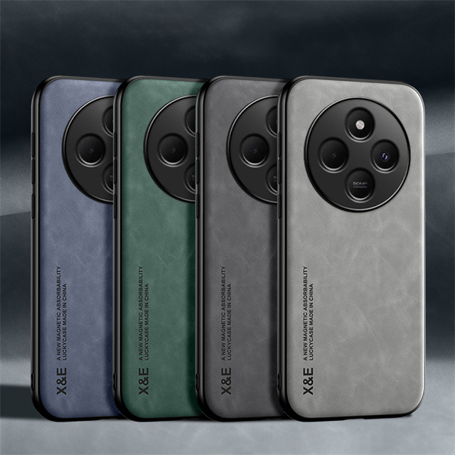 Smooth Skin Texture Pattern Magnetic Car Mount Phone Case Anti-drop Anti-abrasion Anti-shock Protective Cover for Huawei Series
