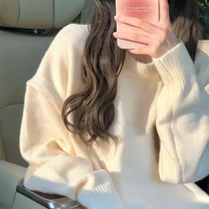 Soft Waxy Wind ~ Cuello redondo 100 Suéter de Cachemira Suéter grueso para mujer Suéter suelto para mujer - Product Image 5