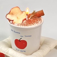 Vela Aromática de Manzana Tostada en Taza, Linda, al por Mayor, Hecha a Mano, Decoración de Mostrador de Tienda, Regalo Temático de Otoño para Clientes