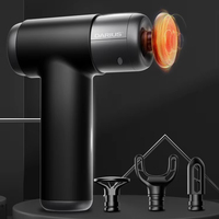 Pistolet de massage chauffant Darius, moteur sans balais, 6 vitesses, masseur musculaire, 4 têtes, appareil de percussion corporelle, rechargeable par USB