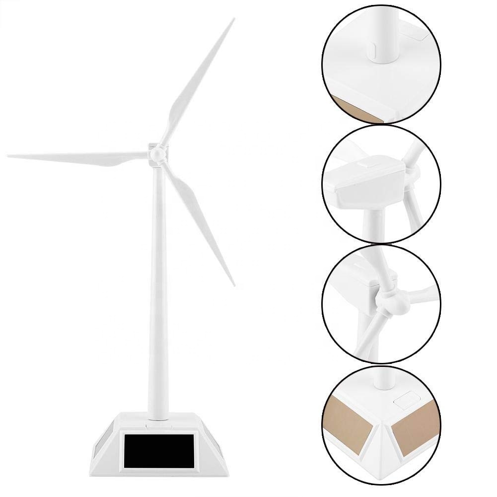 Mini générateur d'éolienne de modèle de moulin à vent rotatif blanc à énergie solaire pour la décoration de la maison de bureau ornement de jardin