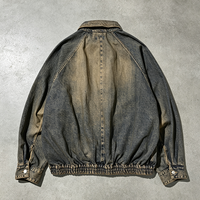 Veste en jean surdimensionnée vintage streetwear en coton délavé à l'acide avec fermeture éclair, style usé, personnalisable – Fabricant