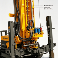 Sondeuse pneumatique sur chenilles série SDJ pour forage de puits d'eau, machine de forage DTH diesel pour roches dures, profondeur 180m-700m
