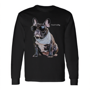 T-shirt à manches longues pour bouledogue français avec lunettes de soleil et bandana pour les amoureux des chiens - Product Image 2