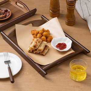 Double-handled Portable Tea <b>Tray</b> Rectangular Bamboo Wood <b>Large</b> <b>Serving</b> Plate For Teacups Dinnerware Side Dishes Home Restaurant - Product Image 2