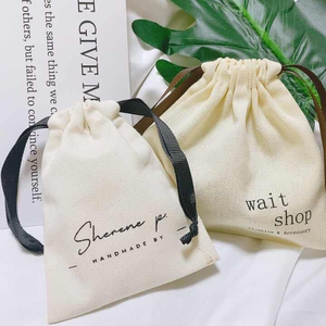 Pochette anti-poussière en toile organique à cordon avec poignée en corde, motif lettres logo personnalisé, jetable pour chaussures, vêtements, chaussettes - Product Image 6
