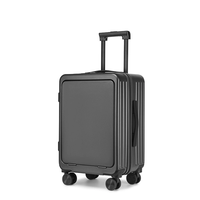 Equipaje de Apertura frontal moderno y elegante de nuevo diseño con ganchos de carrito de aluminio Compartimentos interiores Estuche de mano de gama alta para aerolíneas