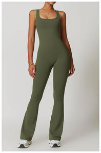 Mono Deportivo de Cintura Alta para Mujer, Transpirable, de Secado Rápido, Pantalones Acampanados, Mono de Yoga y Fitness, Corte Holgado Informal, Spandex, Nailon, Verano - Product Image 5