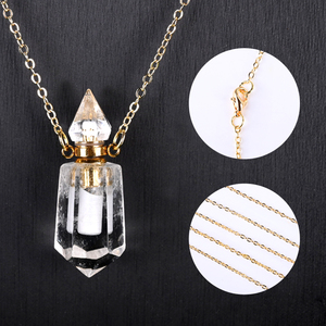 Collier avec flacon d'huile essentielle en cristal naturel, pendentif en cristal hexagonal, flacon de parfum - Product Image 4