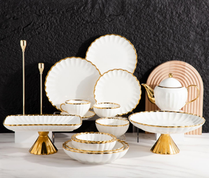Luxury Gold-Edged Ceramic Dinnerware Set, Premium Custom Trend Design for Kazakhstan, Uzbekistan, Central Asia and Middle East - Product Image 4