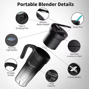 Vaso Mezclador Portátil de Alta Calidad, Recargable por USB, 470 ml, 6 Cuchillas, Mini Licuadora de Frutas, Exprimidor Manual, Batidora de Smoothies con Pajita - Product Image 3