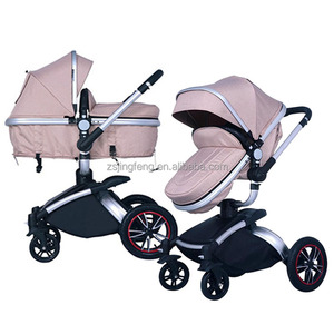 Passeggino di Lusso 3 in 1 dalla Cina, Combo con Seduta a Uovo, Porta Bebè <span class=keywords><strong>e</strong></span> Carrozzina Reversibile in Pelle PU <span class=keywords><strong>e</strong></span> Cotone - Product Image 4