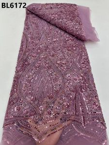 2024 nuovo tessuto ricamato alla moda con perline in pizzo e paillettes tessuto di pizzo francese abito da sposa abito da sposa in pizzo Ghana - Product Image 2