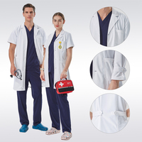 Blouses de laboratoire blanches personnalisées en tissu respirant pour médecins, robes d'hôpital vétérinaire, uniformes médicaux en polyester et coton