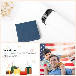 Fervia Flag Cross Bible Versseユニセックス流行の調節可能なステンレス鋼ブレスレットインスピレーションを与えられるクリスチャンリストバンド宗教的 - Product Image 6
