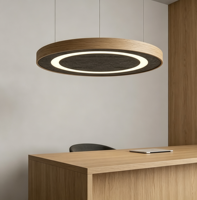Lustre suspendu LED multi-anneaux en feutre PET à persiennes, insonorisant, en métal mixte, pour atrium et salon