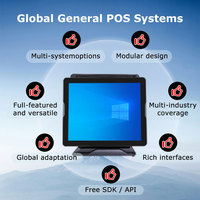 ComPOSxb POS1515D Dual 15.6" Sistem POS All-in-One dengan Layar Sentuh Kapasitif, Prosesor Intel I3 Generasi ke-4, Windows, SSD 512G, RAM DDR8G untuk Restoran