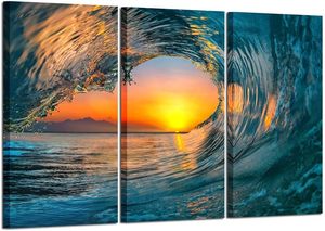 <span class=keywords><strong>Peinture</strong></span> à l'huile <span class=keywords><strong>de</strong></span> vagues au <span class=keywords><strong>coucher</strong></span> du <span class=keywords><strong>soleil</strong></span>, art mural <span class=keywords><strong>de</strong></span> luxe pour salon, décoration murale, articles <span class=keywords><strong>de</strong></span> décoration pour la maison - Product Image 3