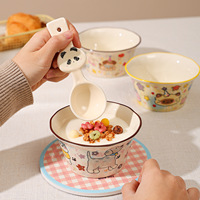 Bol à petit-déjeuner en céramique de style américain, grande capacité, pour yaourt, nouilles de riz et soupe, idéal pour la rentrée scolaire