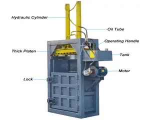 Máquina de imprensa de canudo feno, compressa papel de resíduos hidráulico/canudo vertical, máquina de compressa